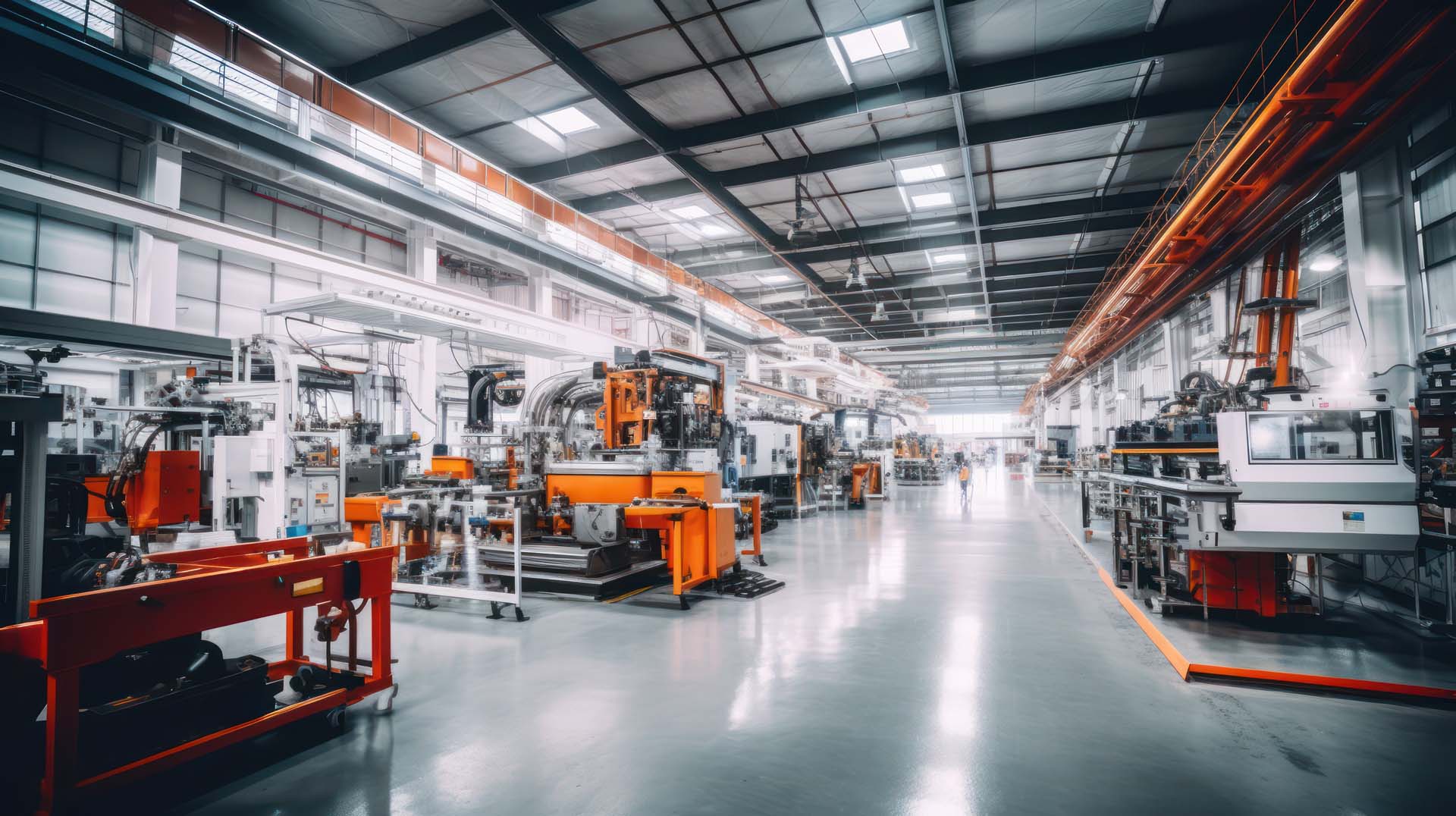 A Factory interior construction, modern large scale production lines, industrial production technology, remanufacturing, production lines.